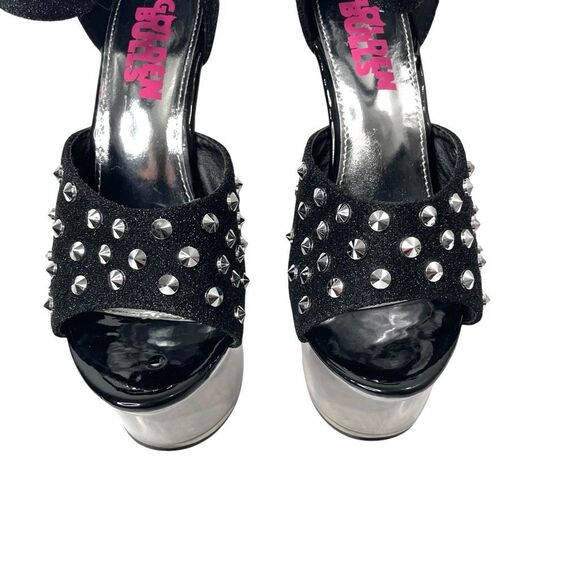 NEW Golden Bulls DETUX-02 studded clear heel‎ Platform heels Size 6 black - Picture 10 of 15